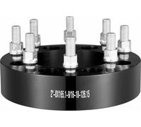 SucceBuy 2" 8x6,5" Elargisseurs de voie 8 boulons Adaptateurs de centrage de moyeu forgés, alésage 126 mm, 9/16"-18 boulons, convient pour Dodge Ram 2500, Ram 3500, Ford F250/F350, 2 pièces noir