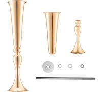 SucceBuy 2 pièces 56 cm de haut Vase de fleurs pour mariage, pièce centrale en métal en forme de trompette, support doré pour fleurs pour les tables des repas de mariage, fêtes, anniversaires, cérémon