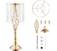 SucceBuy 2 pièces de 55 cm de haut présentoir de fleurs en cristal pour les mariages, vase en métal doré comme décoration