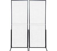 SucceBuy 2' x 5,6' Panneaux muraux grillagés Tour Lot de 2 Panneaux muraux grillagés au sol base T Tour Panneau mural grillagé Présentoir en fil métallique