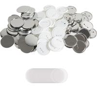 SucceBuy 200 sets 3 pouces 75 mm Pin-Back-Button parts for Button Maker, DIY rondes badges components, incl. metal top, plastic/metal button, transparent film, blank paper, multi-color