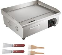 SucceBuy 21" Grille électrique commerciale, 3000W, acier inoxydable, plaque de fer antiadhésive, 122-572℉ réglage de la température, 2 pelles & brosses, 220V