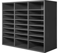 SucceBuy 24 - Organisateur de littérature à compartiments en bois avec étagères réglables, gris pour le bureau et la maison