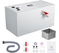 SucceBuy 25 LBS Séparateur de graisse, séparateur supérieur d'entrée, 6,4 GPM séparateur d'huile et d'eau d'égout, séparateur de graisse en acier inoxydable sous l'évier pour restaurant, cantine, cuis