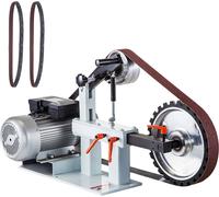 SucceBuy 2HP ponceuse ? bande, vitesse constante, 2 x 82 pouces ponceuse ? bande avec 3 meules, 110V, meule de 12 pouces, surface d'appui plate pour la fabrication de couteaux