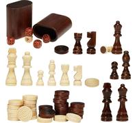 SucceBuy 3-IN-1 Set de table d'échecs dame-backgammon, table d'échecs en bois de 18 pouces de haute qualité, set de meubles de table de jeu combiné de luxe, jeu d'échecs-jeu de société-cadeau pour les