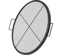 SucceBuy 30 pouces ronde X-Marks grille de foyer noir, acier robuste, portable avec poignée pour camping, barbecue, fêtes en plein air