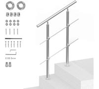 SucceBuy 31,5 pouces (L) mains courantes pour escaliers extérieurs. Kit de main courante d'escalier en acier inoxydable avec montage. set de main courante d'escalier à 2 barres transversales, idéal po