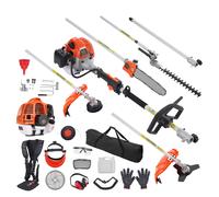 SucceBuy 33CC 6-en-1 outils de coupe multifonctionnels taille-haie à gaz mangeur de mauvaises herbes taille-bordures brosse coupe pôle scie tronçonneuse High 33cc 33.5lbs