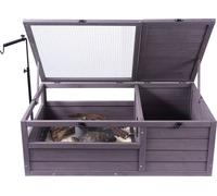 SucceBuy 38x24x13 pouces habitat de tortue, maison de reptile en bois avec 2 chambres, douille de lampe réglable, utilisation en intérieur et en extérieur, matériau de bois écologique, couleur brun