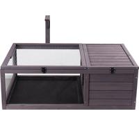 SucceBuy 38x24x13 pouces Habitat des tortues, maison en bois pour reptiles avec support lumineux suspendu, enclos à 2 pièces pour tortues, geckos, lézards, serpents, utilisation en intérieur et en ext