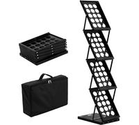 SucceBuy 4-Tier Foldable Magazine Display Rack, Portable Brochure Stand mit Tragetasche für Büro, Messe, Ausstellung - 4 poches