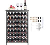 SucceBuy 42 bouteilles casier à vin modulaire noir, 7 étages en bois de bambou massif. Avec un plateau, cette étagère indépendante offre un rangement et une présentation stables