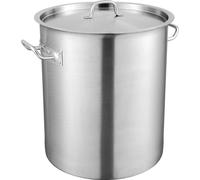 SucceBuy 42 Quart Marmite à soupe en acier inoxydable - Batterie de cuisine robuste avec couvercle et poignée, qualité commerciale pour les grands événements, Argent