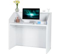 SucceBuy 46,46" Comptoir de réception, table de comptoir rectangulaire, bureau de bureau blanc