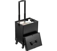 SucceBuy 5 en 1 Valise cosmétique professionnelle en aluminium, valise à roulettes pour le maquillage, trolley de voyage extra large pour le maquillage, avec roues pivotantes à 360° et barre de tracti