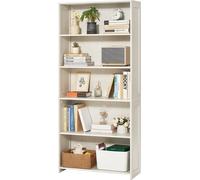 SucceBuy 5 - Étagères, 68" de large, bibliothèque indépendante ouverte en bois blanc pour le rangement