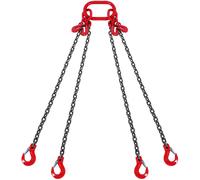 SucceBuy 6/8/10MM chaîne fronde 5/10 pieds chaînes de levage avec 4 jambes crochets et ajusteurs G80 pour outil de levage de palan à chaîne moteur 10ft 10mm