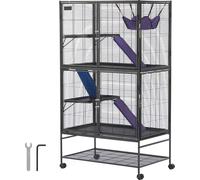 SucceBuy 64,6" cage à furet roulante en métal, 4 étages Critter Nation. Idéal pour les petits animaux de compagnie, hamsters, cochons d'Inde, chinchillas, écureuils, hérissons, lapins