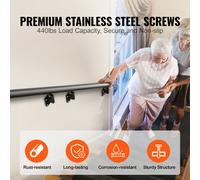 SucceBuy 7 ft Main courante rampe d'escalier en alliage d'aluminium, main courante à montage mural avec kit de montage, capacité de charge de 440 lbs pour escaliers intérieurs et extérieurs
