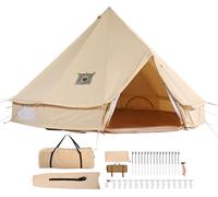 SucceBuy 7 m/22,97 ft Tente ronde en toile, tente de yourte 4 saisons avec raccordement au poêle, respirante, peut accueillir 12 personnes, idéale pour le camping, la chasse et les fêtes en plein air