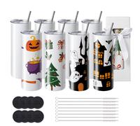 SucceBuy 8/12/14/16/24/50PC gobelets à Sublimation droits gobelet vierge en vrac en acier inoxydable Double gobelet tasses transfert de chaleur 12PCs 20oz