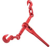 SucceBuy 9.215 lbs 3/8" - 1/2" Liens à cliquet avec crochet G70, longueur réglable pour chaînes de qualité 70-80, arrimage et transport, pack de 2, rouge