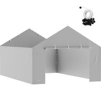 SucceBuy Abri de voiture de remplacement 13x20 ft pour paroi latérale, toile de tente de garage résistante, étanche et protégée contre les UV, installation facile avec des sangles, gris (partie supéri