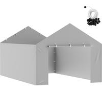 SucceBuy Abri de voiture de remplacement, paroi latérale 12' x 20', toile de tente de garage résistante, étanche, protégée contre les UV, installation facile avec des sangles, gris (partie supérieure