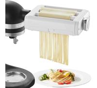 SucceBuy Accessoire pour pâtes pour mixeur KitchenAid, set de coupe-rouleaux 3 en 1 en acier inoxydable, spaghetti, fettuccine, 8 épaisseurs, bouton