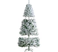 SucceBuy Arbre de Noël artificiel, 2,3 m, illuminé, floqué, 550 LED, 1346 pointes, socle en métal pour décorer la maison