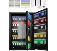 SucceBuy Armoire à 200 clés, armoire à clés de sécurité réglable, organiseur à clés en acier avec 200 porte-clés colorés et 4 fiches, idéal pour l'école, le bureau, l'hôtel