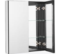 SucceBuy Armoire à pharmacie, 26 x 30 pouces, armoire à pharmacie de salle de bain avec miroir, armoire murale avec cadre en aluminium pour salle de bain, étagères réglables à 2 niveaux, encastrées et