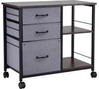 SucceBuy Armoire de classement mobile avec 3 tiroirs et étagères en bois marron