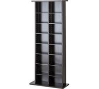 SucceBuy Armoire de rangement de médias 8 couches, peut contenir jusqu'à 464 CD, étagère réglable pour DVD avec 16 compartiments, organise et protège la musique, les films, les jeux vidéo, finition es
