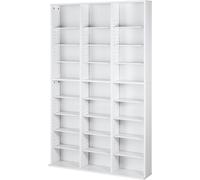 SucceBuy Armoire de rangement des médias, étagère à DVD à 9 couches pour 756 CD, étagères à CD réglables, 27 compartiments, organise la musique, les films et les souvenirs, blanc