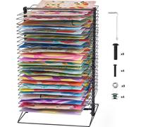 SucceBuy Art Séchoir, 50 étagères amovibles, 50 x 43 x 76 cm, support métallique avec base stable pour tableaux, œuvres d'art en classe, studios, noir