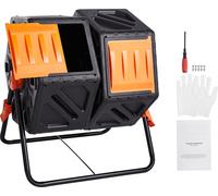 SucceBuy Bac à compost de 37 gallons à deux compartiments, tumbler rotatif avec 2 portes coulissantes, cadre en acier, sans BPA pour le jardin, la cuisine et la cour