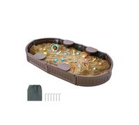 SucceBuy Bac à Sable 183x105,5x23cm en PEHD Avec 4 Sièges d'Angle et Doublure Inférieure