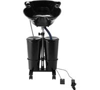 SucceBuy Bac à shampoing portable de, lavabo avec pompe électrique, 2 seaux et 2 pommeaux de douche, tuyau de vidange, hauteur et angle réglables pour le salon à domicile, noir