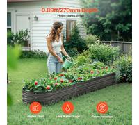 SucceBuy Bac surélevé en métal, 2,44 x 61 x 31 cm, galvanisé, spacieux pour le jardinage, gris foncé