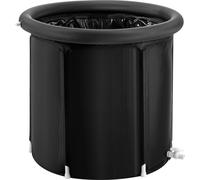 SucceBuy Baignoire à glace, bassin d'immersion d'eau froide de 85 cm pour sportifs, baignoire gonflable portable pliable de 330 l avec couverture, tonneau à glace de récupération en plein air pour adu