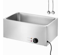 SucceBuy Bain-Marie Chauffe-plats de buffet, 18 l, 1200 W, électrique, table à vapeur en acier inoxydable pour utilisation humide ou sèche, traiteur et fêtes, plan de travail, argenté