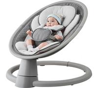 SucceBuy Balançoire bébé, balançoire bébé à 5 vitesses, balançoire bébé portable avec télécommande, panneau tactile, musique Bluetooth, 10 berceuses préréglées et harnais de sécurité 5 points pour les