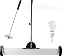 SucceBuy Balayeuse magnétique de 36 pouces avec roues, capacité de 55 lbs, outil de ramassage télescopique, poignée réglable, pour clous, vis, atelier, garage, cour