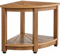 SucceBuy Banc de douche d'angle, 18,5" de hauteur, 17,75" de rayon, polystyrène avec veines de bois artificiel, capacité de 350 livres avec tablette, résistant à l'eau, pour salle de bain et douche