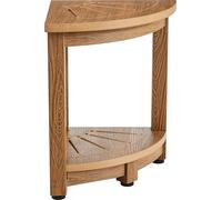 SucceBuy Banc de douche d'angle, hauteur 16,5", rayon 12,8", polystyrène avec veines de bois artificiel, capacité 350 livres avec tablette, résistant à l'eau, pour salle de bain et douche