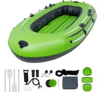 SucceBuy Bateau de pêche gonflable pour 5 personnes, capacité de charge de 1100 lb, robuste radeau portable en PVC avec rames en aluminium de 45,6", pompe haute performance, supports de canne à pêche 