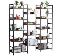 SucceBuy Bibliothèque métallique à 14 étages, bibliothèque rustique de style industriel, étagères ouvertes, étagère de présentation indépendante pour le salon, la chambre et le bureau