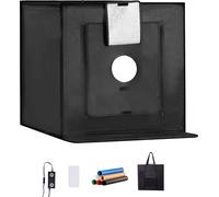 SucceBuy Boîte à lumière de studio photo 20 x 20 pouces, 3000-5600 K, 3 températures de couleur réglables, 160 lampes LED, 6 arrière-plans, toile lumineuse douce, IRC ≥ 95 pour la photographie de prod